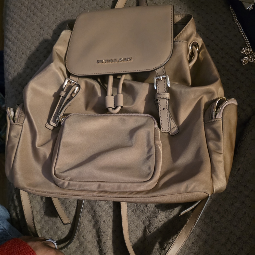 Michael Kors Beige Nylon Drawstring Backpack